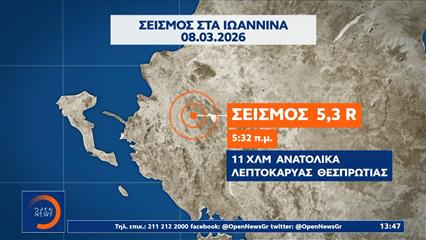 Σεισμική δόνηση 5,3 ριχτερ «ταρακούνησε» την Θεσπρωτία