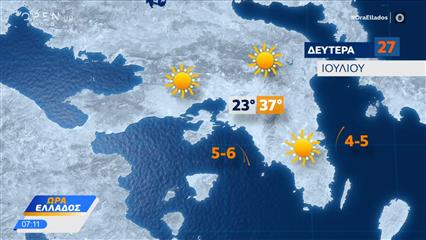 Καιρός 27/07/26: Με αρκετά υψηλές θερμοκρασίες θα κυλήσει το 24ωρο