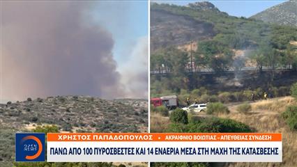 Μεγάλη φωτιά στο Ακραίφνιο Βοιωτίας, έκλεισε η Αθηνών - Λαμίας