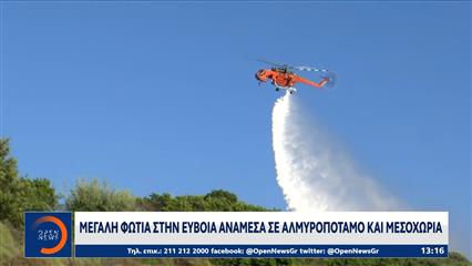 Εύβοια: Μεγάλη φωτιά ανάμεσα σε Αλμυροπόταμο και Μεσοχώρια