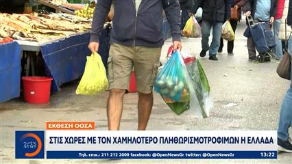 Στις χώρες με τον χαμηλότερο πληθωρισμό τροφίμων η Ελλάδα